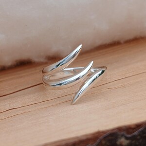 Sterling Silber Klauenwickelring - Verstellbarer Statement-Ring, mutiger, moderner Schmuck