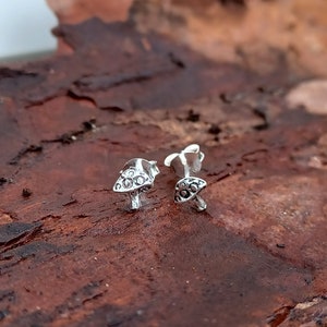 Sterling Silver Little Mushroom Stud Earrings