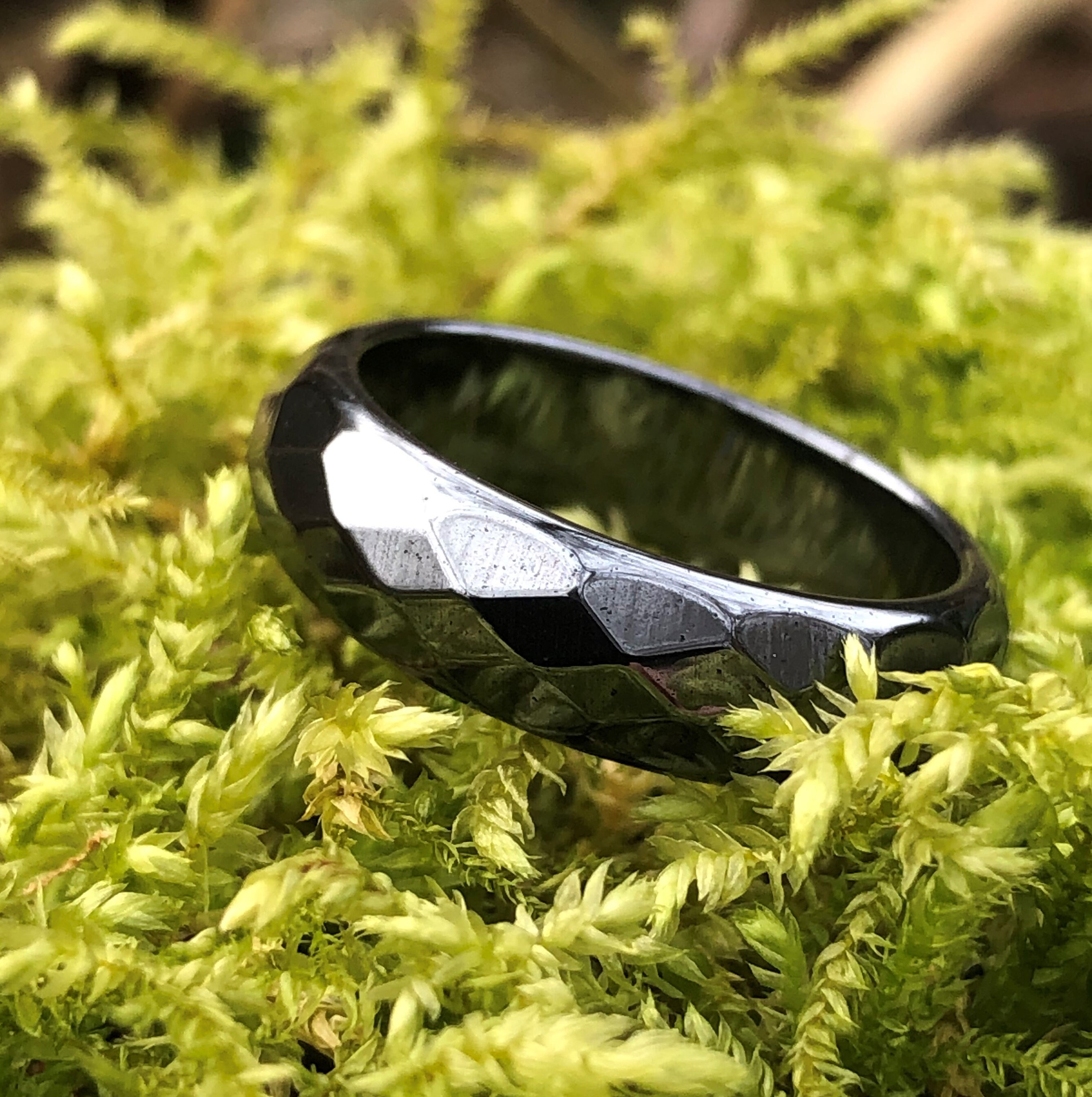 Faceted hematite deals ring