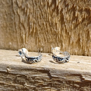 Sterling Silver Vintage Style Three Quarter Hoop Stud Earrings