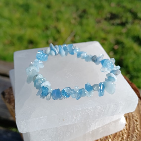 March Birthstone Aquamarine Gem Chip Bracelet Etsy Denmark