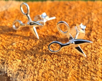 Sterling Silver Scissors Stud Earrings