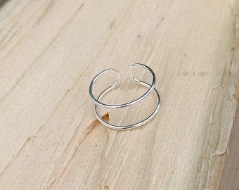 Anillo ajustable para dedo del pie de líneas finas de plata esterlina