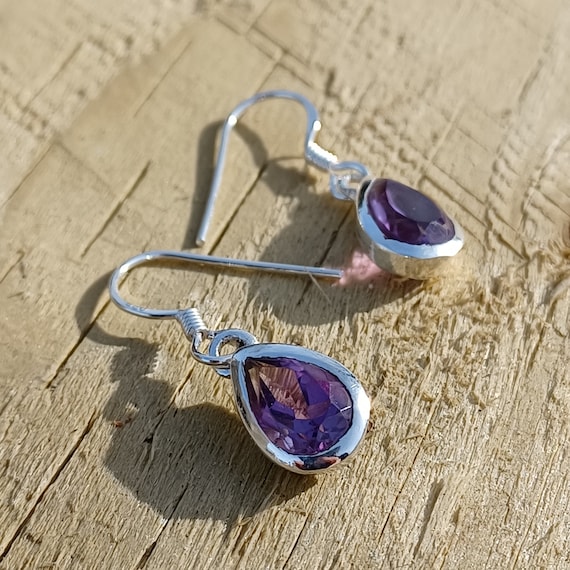 Amethyst shop teardrop earrings