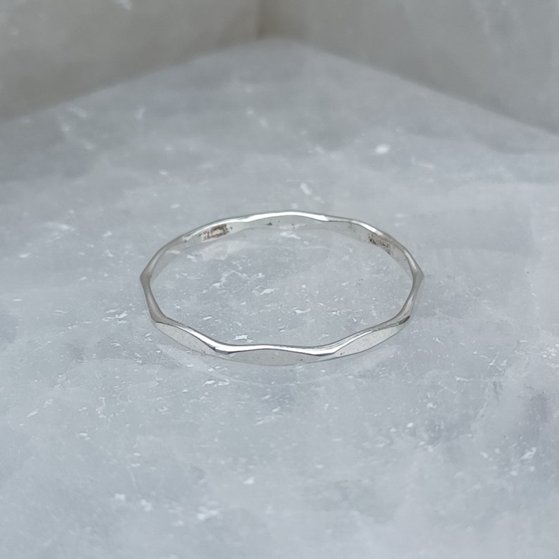 Sterling Silver Delicate Faceted Stacker Ring image 3