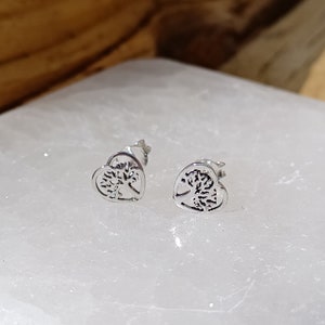 Sterling Silver Tree Heart Stud Earrings image 2