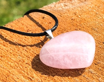 Rose Quartz Heart Shape Soothing Stone Necklace