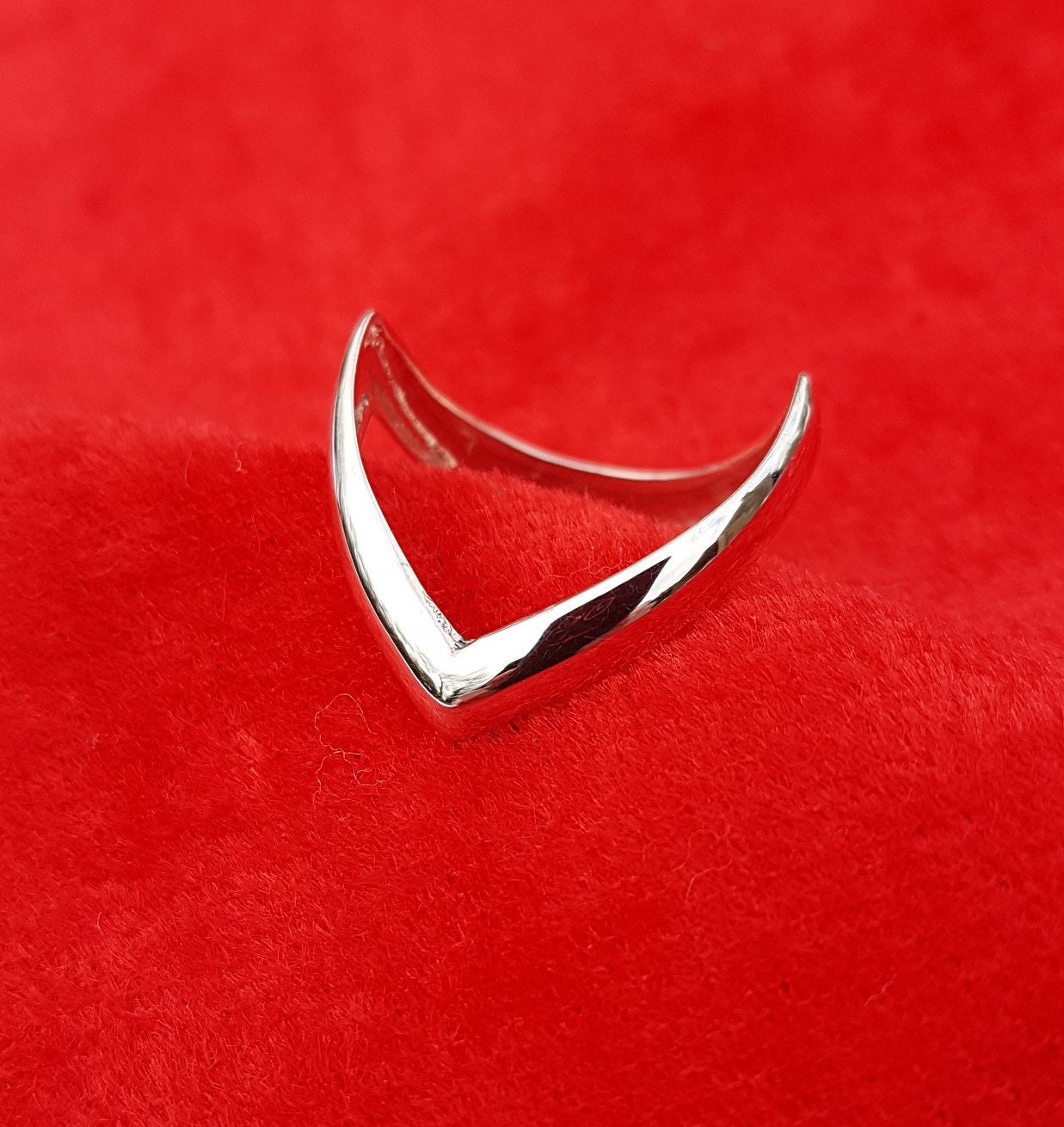 Sterling Silver Double Chevron Ring Etsy