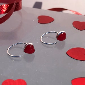 Sterling Silver Heart Hoop Ear Huggers