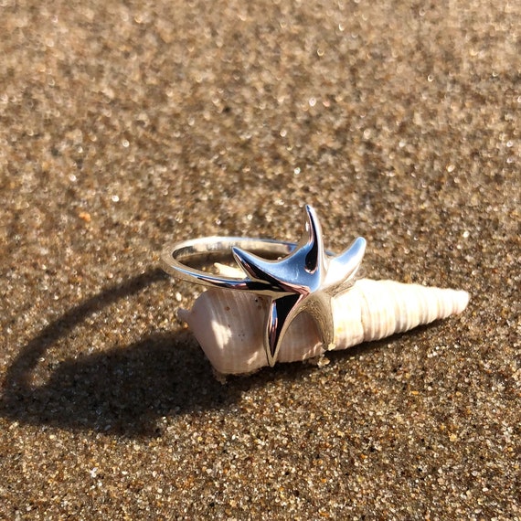 Sterling Silver Starfish Ring - Etsy