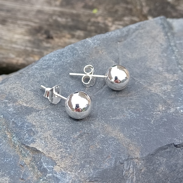 Boucles d'oreilles en argent sterling avec boule de 8 mm