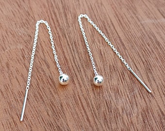 Sterling Silver Little Ball Threader Earrings