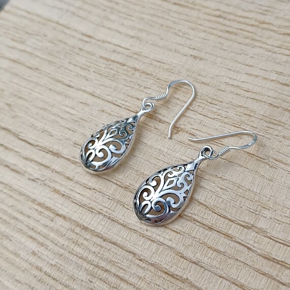 Orecchini A Goccia In Argento Sterling 925 Con Filigrana Vintage - Leggeri 2.3g - Gioiello Donna Per Matrimoni E Anniversari