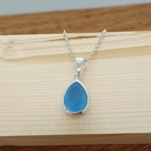 Sterling Silver Faceted Pear Shaped Chalcedony Necklace