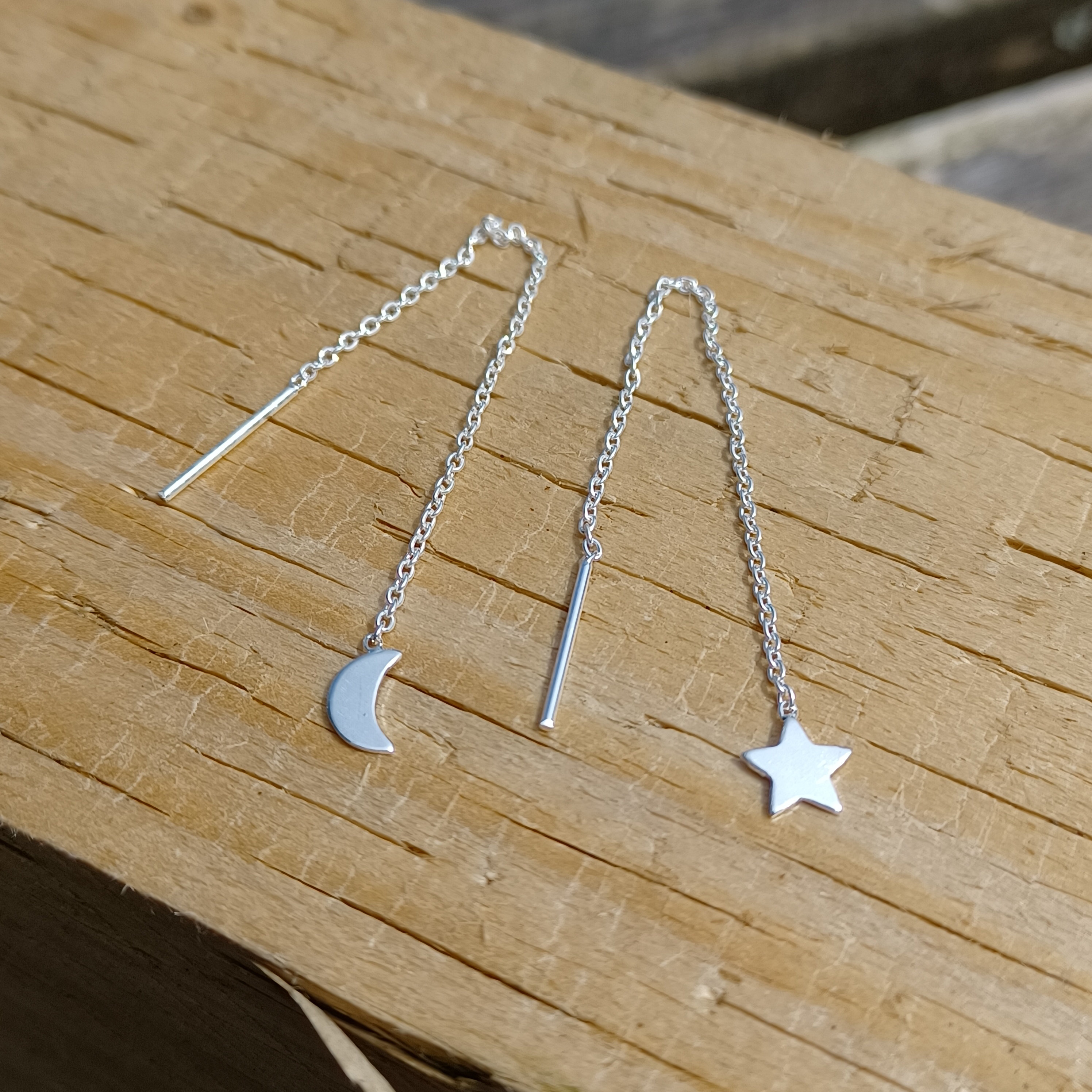 Silver plated moon & star earrings Uk post... - Depop