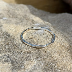 Sterling Silver Delicate Faceted Stacker Ring image 2