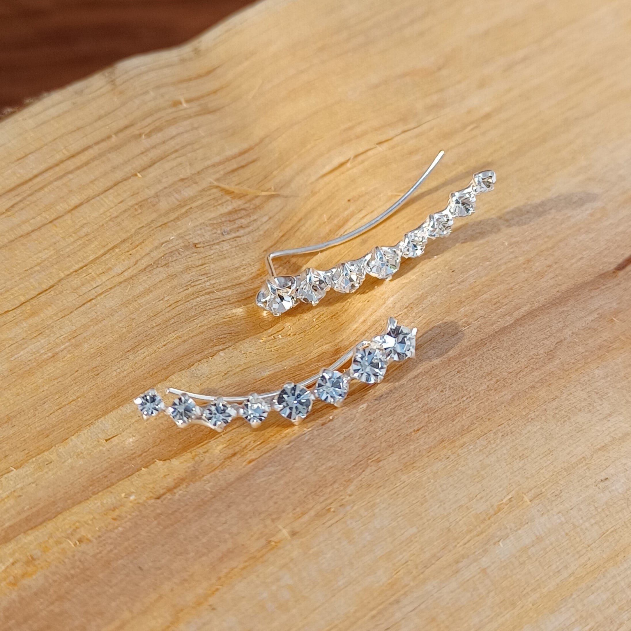 Ear Climber Argento 925/000 Vg. Design Moderno Orecchini Top Edel