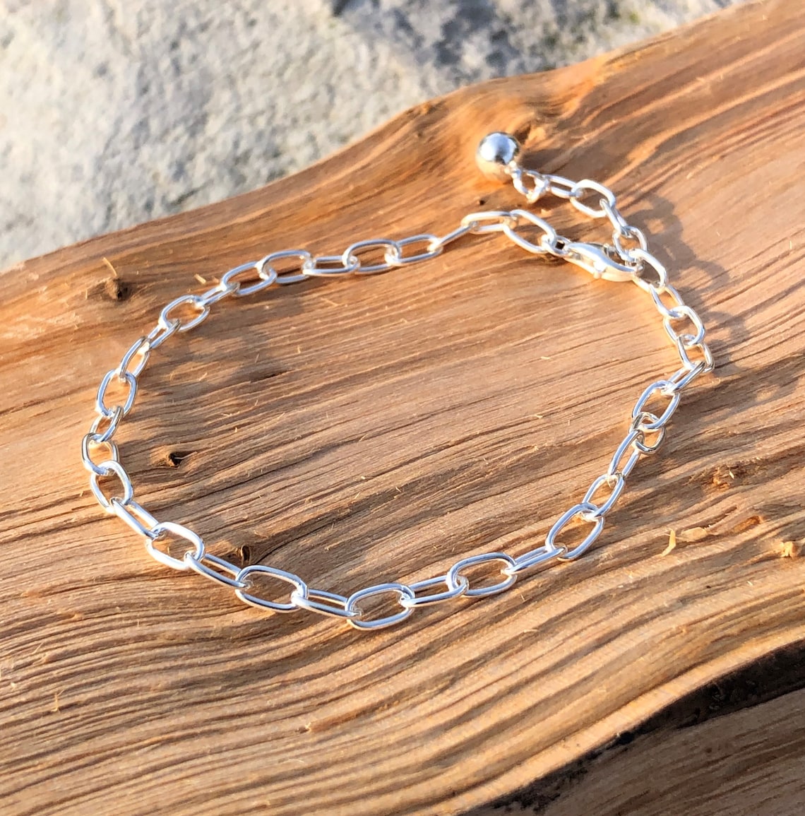 Sterling Silver Belcher Chain Bracelet Etsy