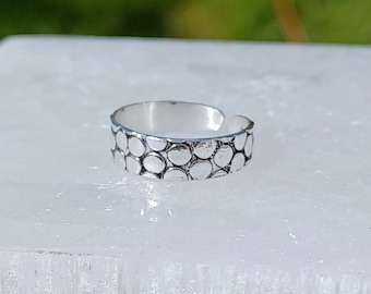 Verstellbarer Sterling Silber Rock Muster Toe Ring