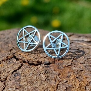 Sterling Silver Pentagram Stud Earrings