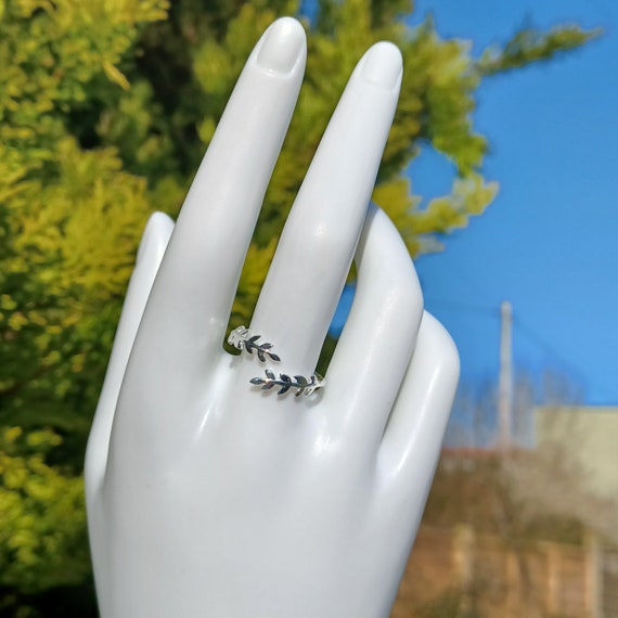 【STING925】 Indica Wrap Ring Adjustable Sterling Silver Leaves Wrap Ring - Etsy