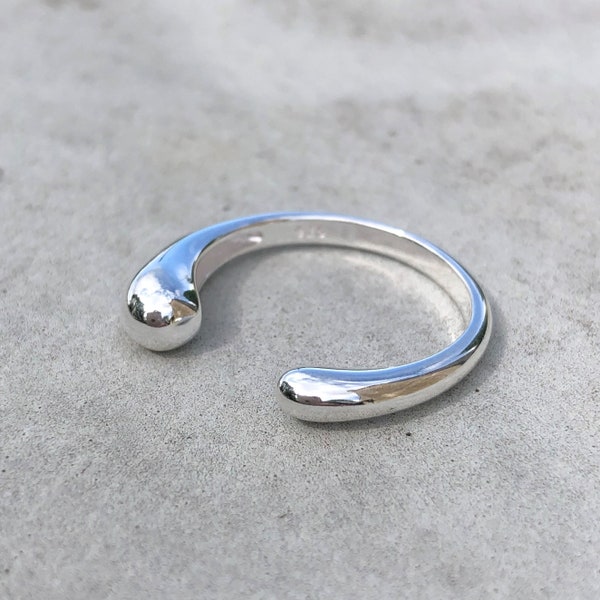 Sterlingzilveren verstelbare waterdruppelring