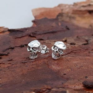 Sterling Silver Skull Stud Earrings