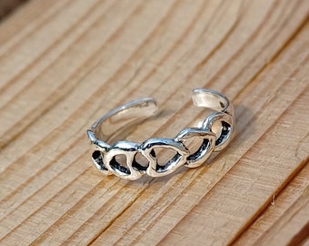 Sterling Silver Adjustable Hearts Toe Ring