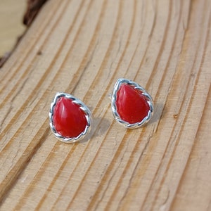Sterling Silver Teardrop Carnelian With Weave Stud Earrings