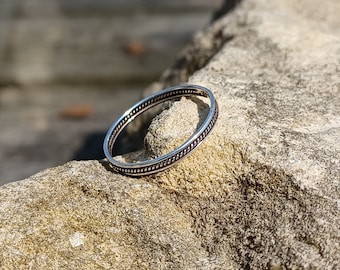 Sterling Silver Oxidised Fine Twist Ring