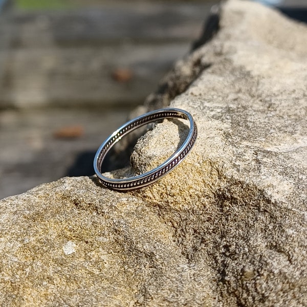 Sterling Silver Oxidised Fine Twist Ring