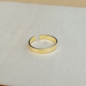 Adjustable Gold Plated Sterling Silver Flat Band Toe Ring image 5