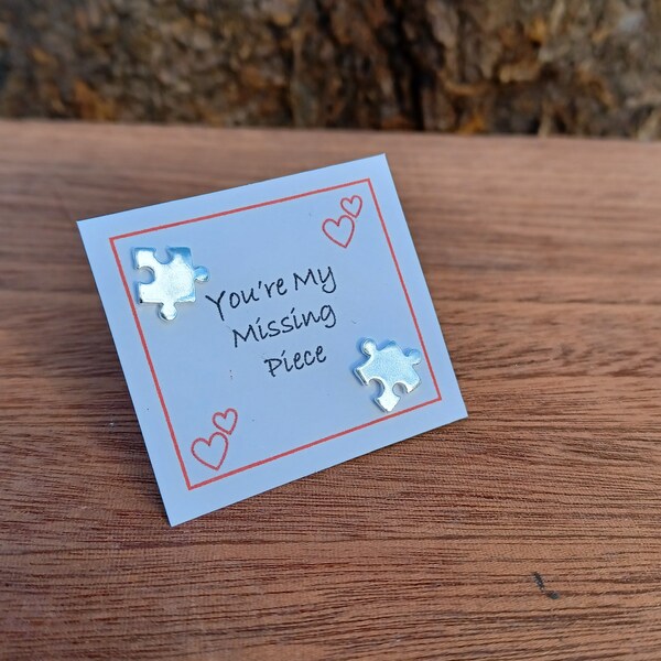 Personalised Sterling Silver Jigsaw Pieces Stud Earrings