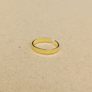Adjustable Gold Plated Sterling Silver Flat Band Toe Ring image 3