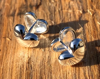 Sterling Silver Double Sided Cushion Heart Ear Huggers