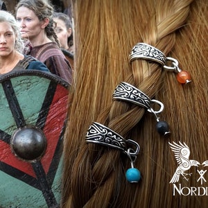 3 Viking Hair Beads lagertha Vikings, Turquoise and Cat's Eye Stones  Viking, Nordic Hair Jewelry, Braid Beads -  Israel
