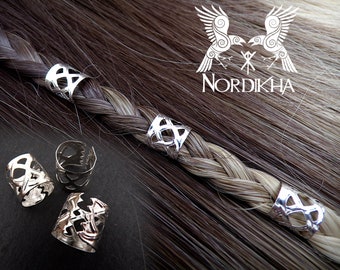 3 Viking hair beads, Silver - EASY opening - viking, Nordic, Celtic - rings, hair jewelry, braid beads, dreadlocks