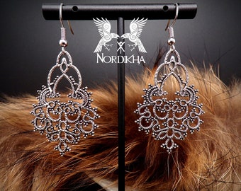 Pendientes de mujer, color plata - Joyería vikinga, nórdica, medieval - colgantes - medieval - Joyería LARP, GN