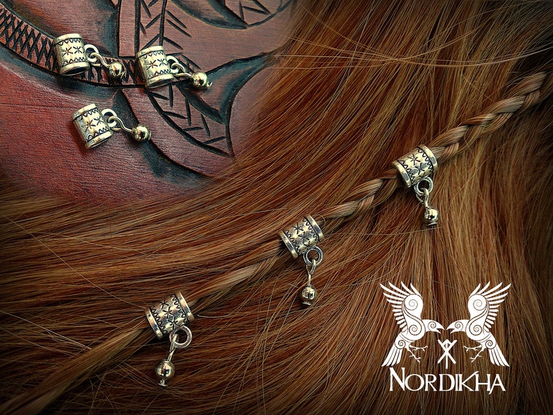 3 Viking Hair Beads Viking Pearl Nordic Silver Color Etsy