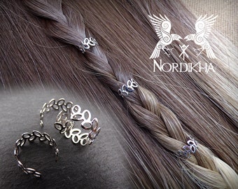 3 Viking hair beads, Silver - EASY opening - viking, Nordic, Celtic - rings, hair jewelry, braid beads, dreadlocks