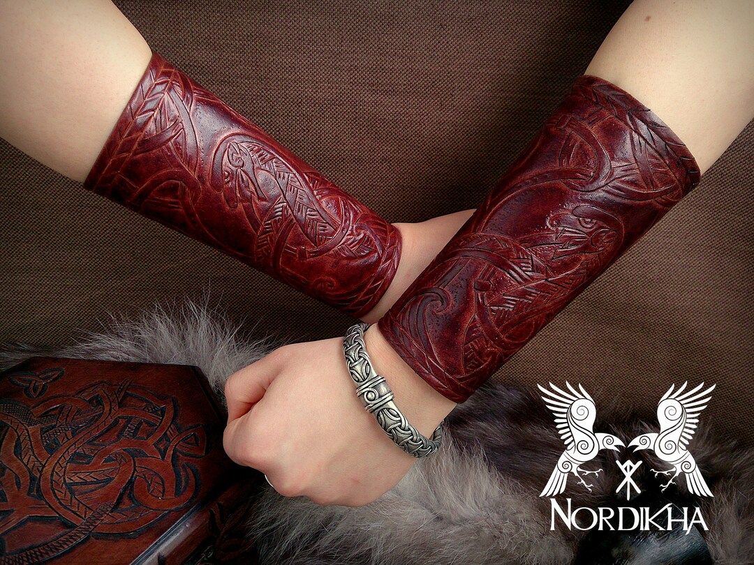 Protège-bras à rivets en cuir Viking, bracelet gantelet, bracelet
