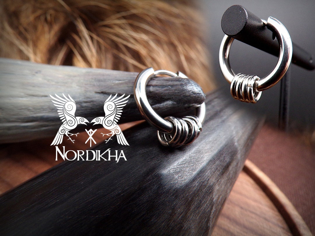 Boucle d'oreille acier, créole Bijoux Viking, nordique anneaux bijoux
