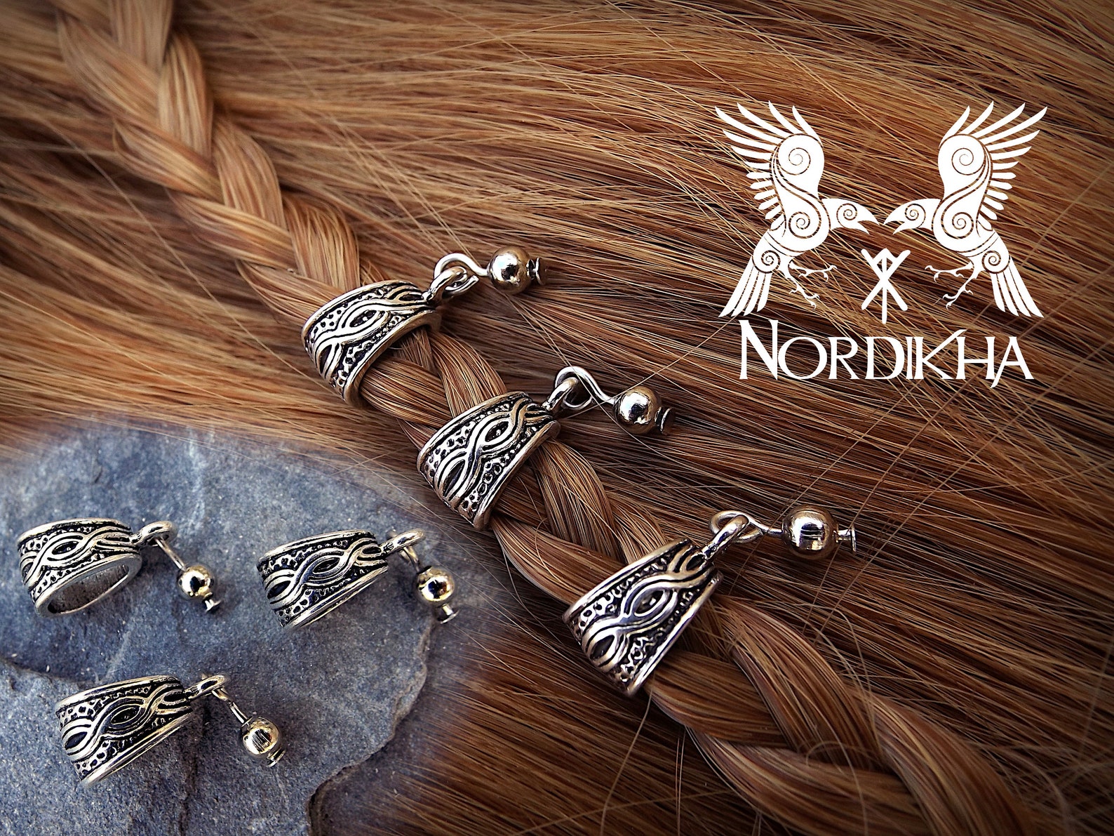 3 Viking Hair Beads Viking Nordic Blackened Silver Color Etsy UK