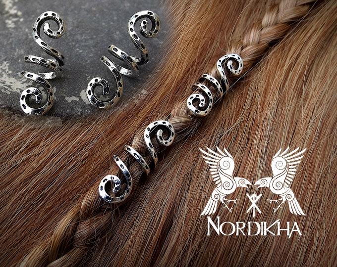 2 Viking Hair Beads Spiral Silver Viking Nordic Celtic Etsy