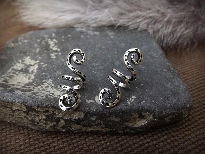 Spiral Silver hair jewelry 2 Viking hair beads braid beads hair ring Nordic Viking Celtic dreadlocks