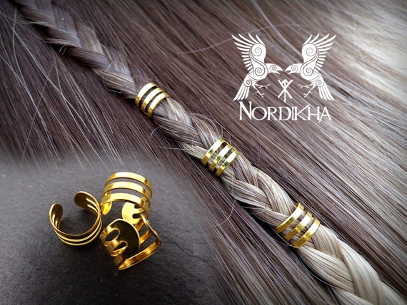 3 Viking Hair Beads, Gold EASY Opening Viking, Nordic, Celtic Rings, Hair  Jewelry, Braid Beads, Dreadlocks 