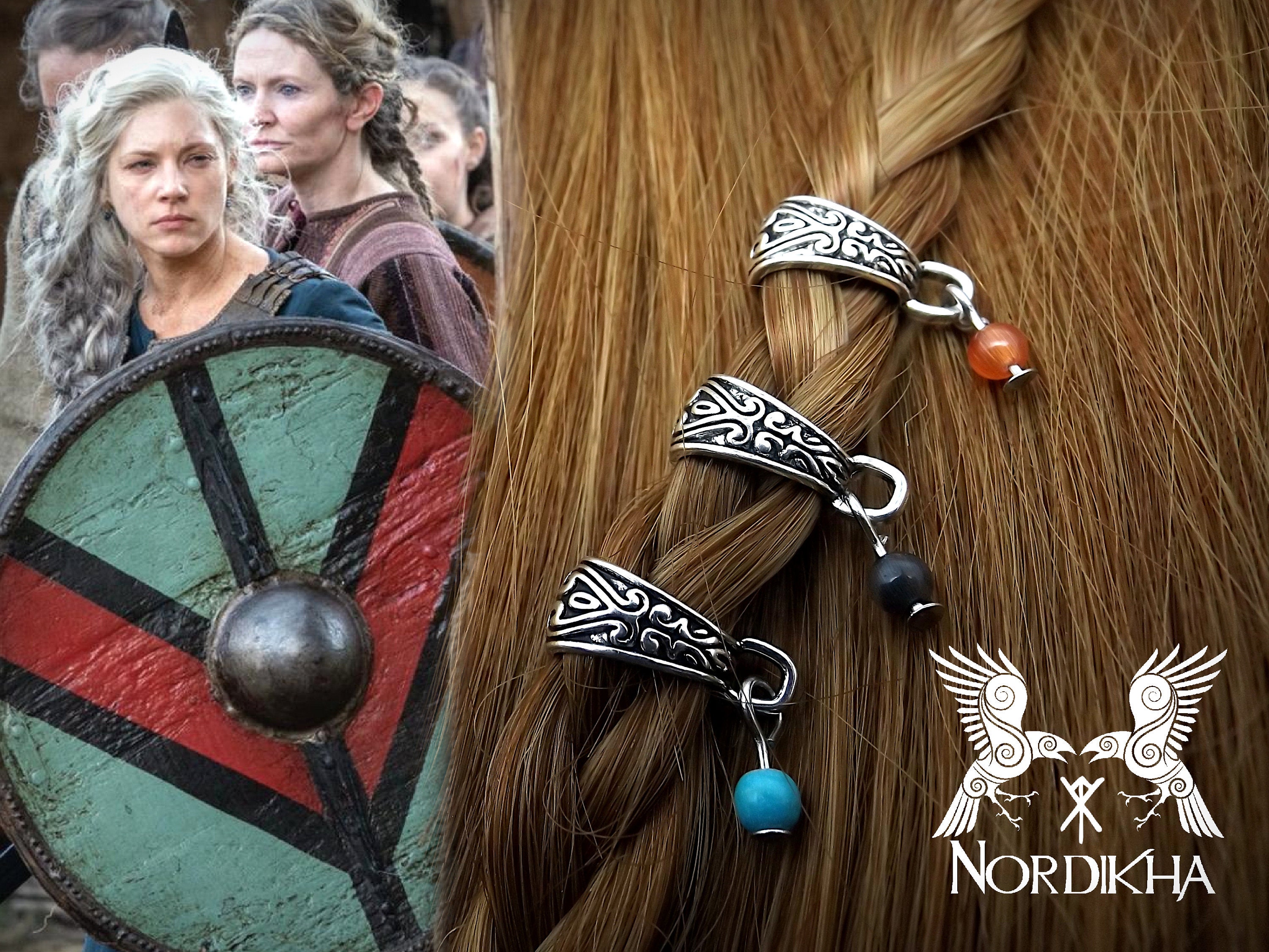 3 Viking Hair Beads lagertha Vikings Turquoise | Etsy