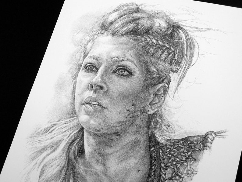 Ragnar Vikings Portrait Ragnar Drawing on athelstan Cross A4 | Etsy