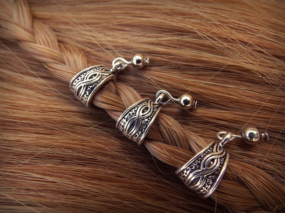 3 Viking Hair Beads Viking Nordic Blackened Silver Color Etsy UK