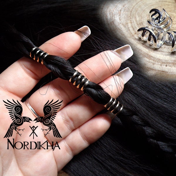 3 Viking hair beads, Silver - EASY opening - viking, Nordic, Celtic - rings, hair jewelry, braid beads, dreadlocks